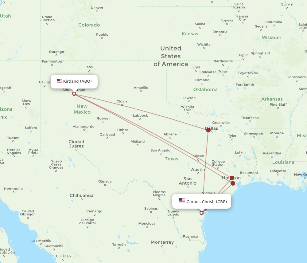 CRP-ABQ flight routes