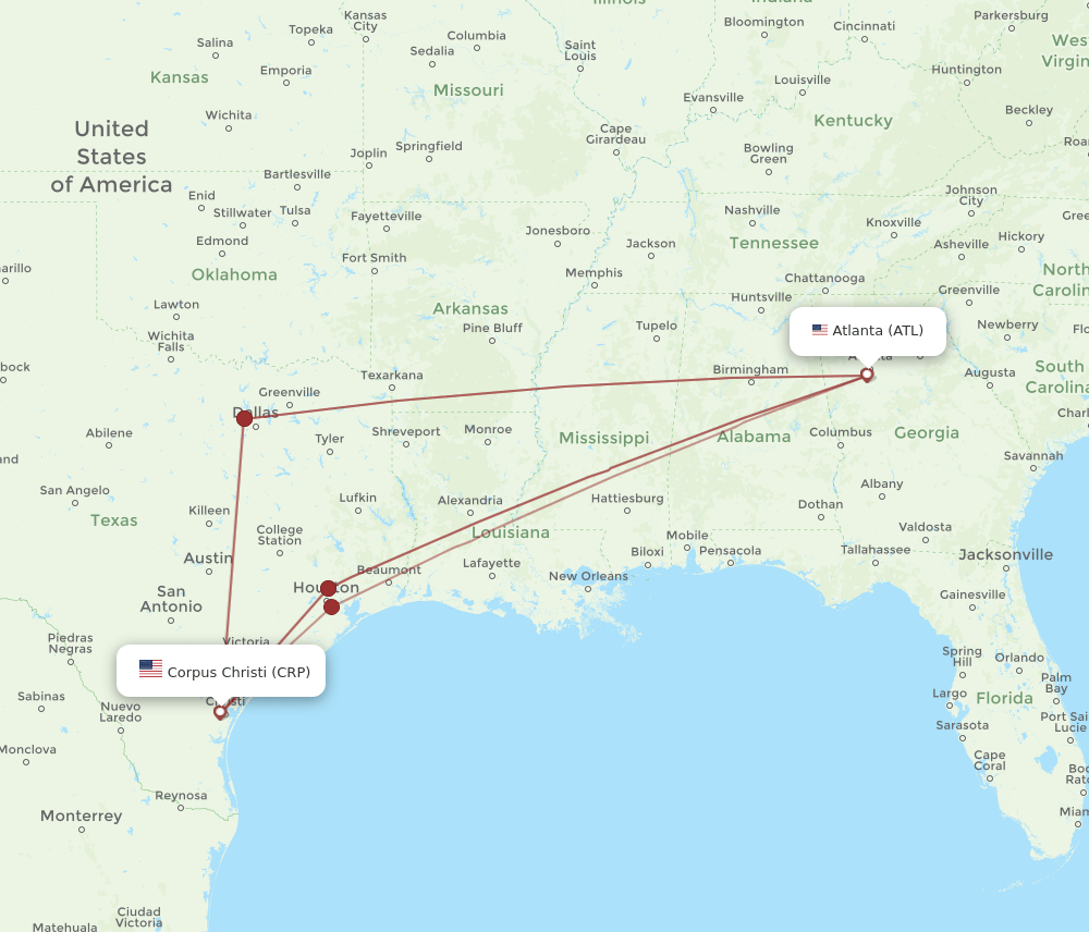 CRP-ATL flight routes