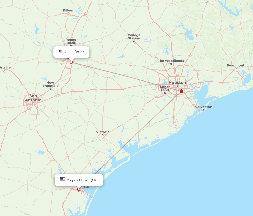 CRP to AUS flights and routes map