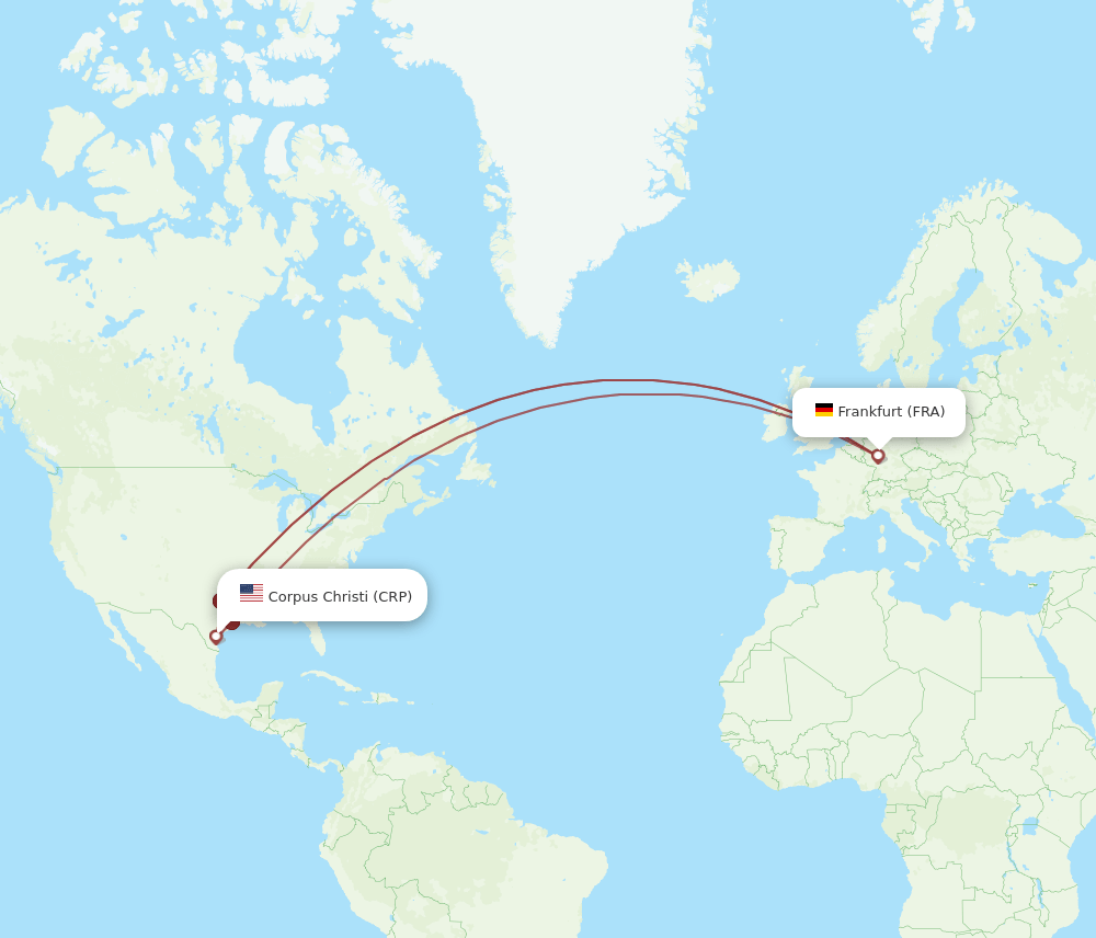 CRP to FRA flights and routes map