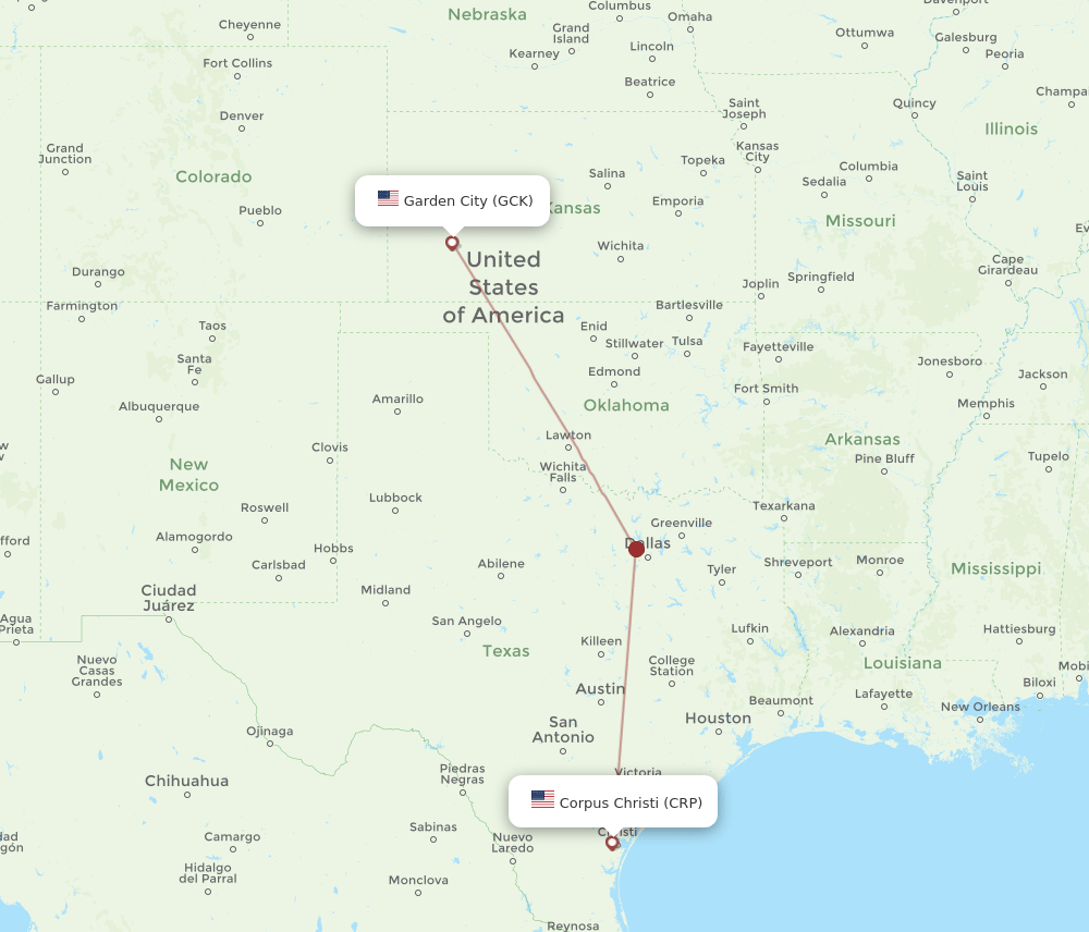CRP-GCK flight routes