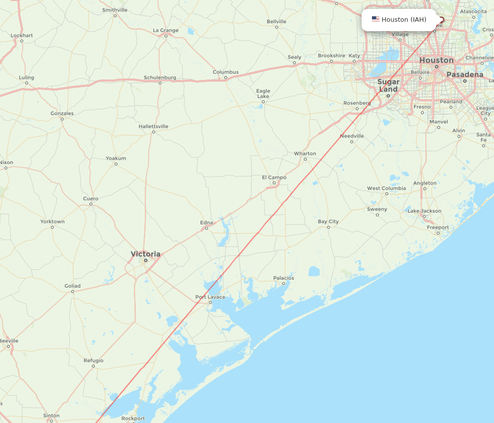 CRP to IAH flights and routes map