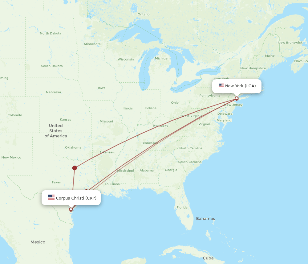 CRP-LGA flight routes