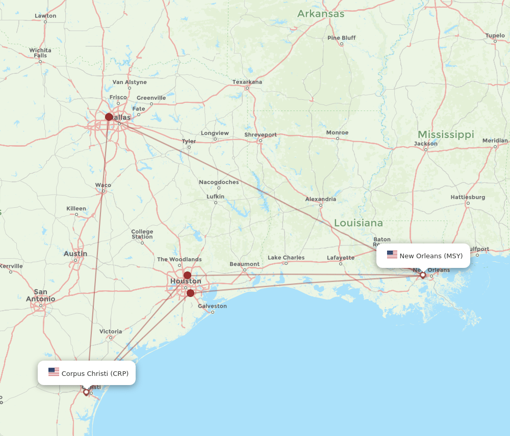 CRP-MSY flight routes