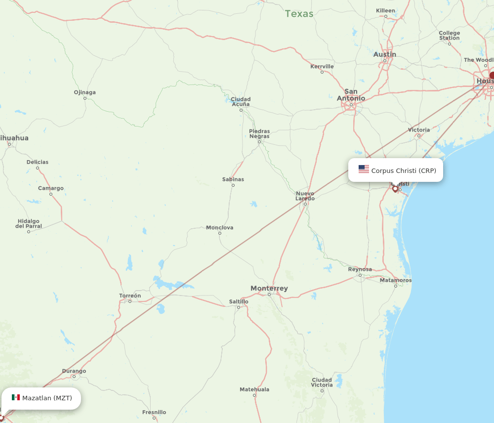 CRP-MZT flight routes