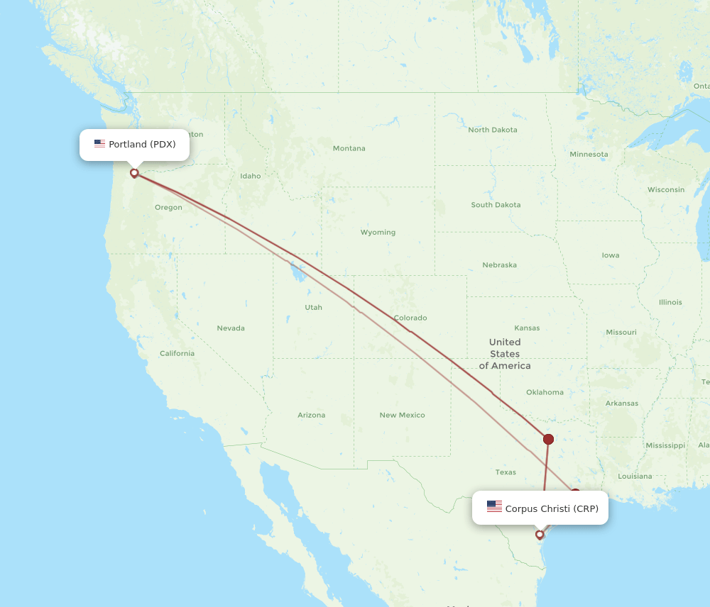 CRP to PDX flights and routes map