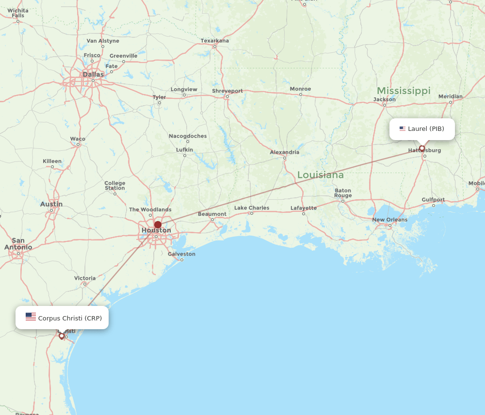 CRP-PIB flight routes