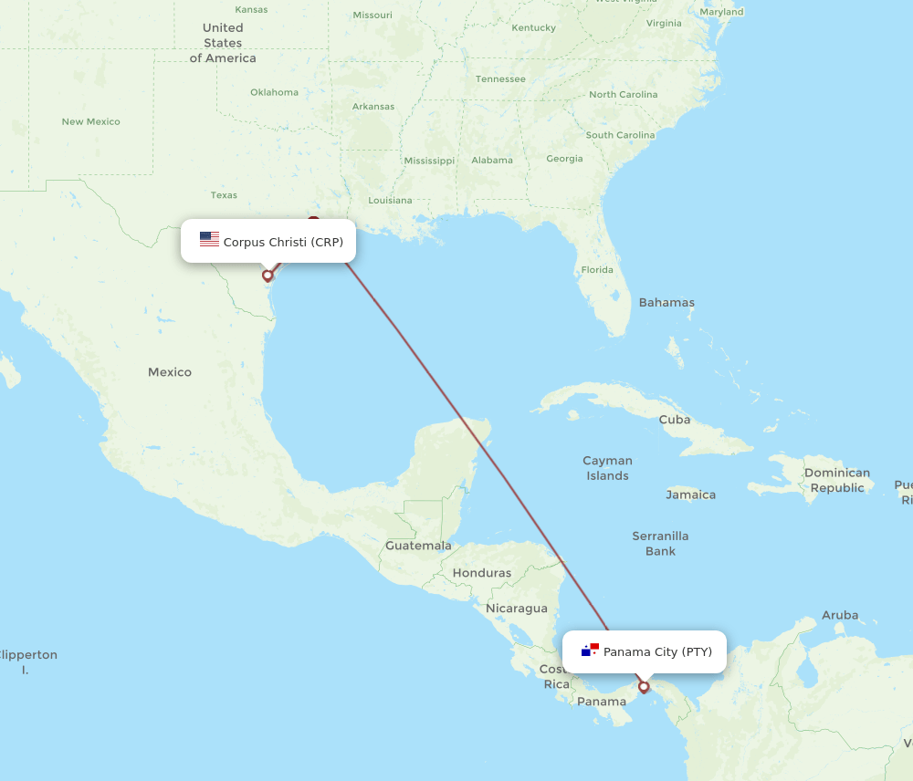CRP-PTY flight routes