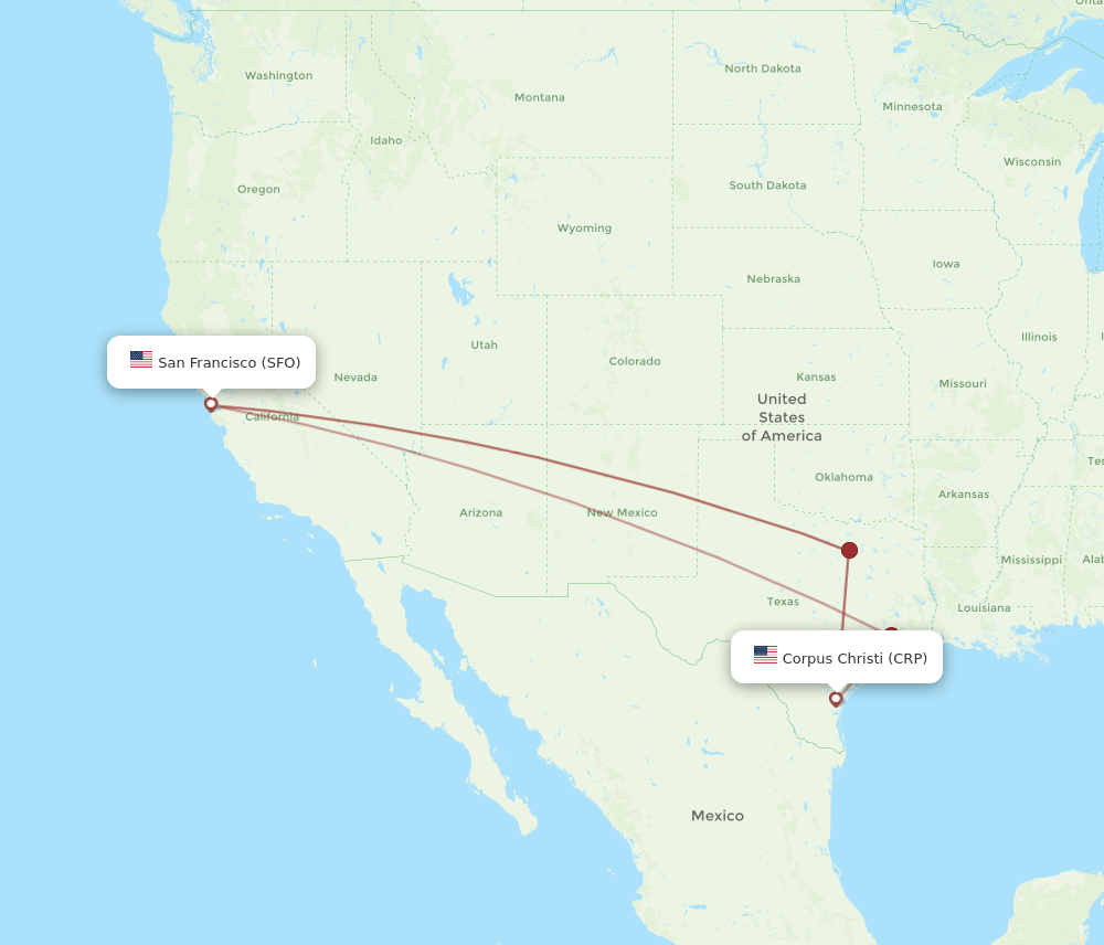 CRP-SFO flight routes