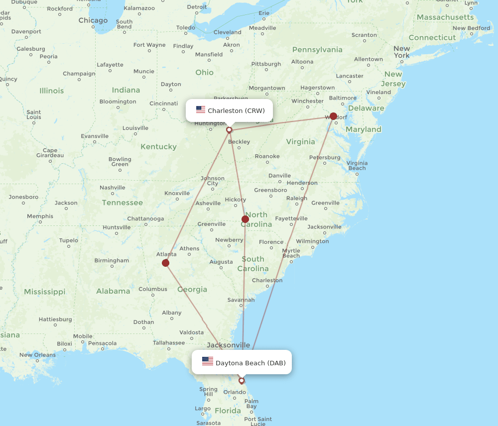 CRW-DAB flight routes