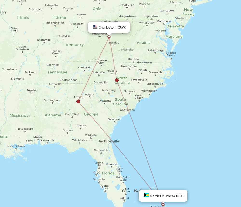 CRW-ELH flight routes