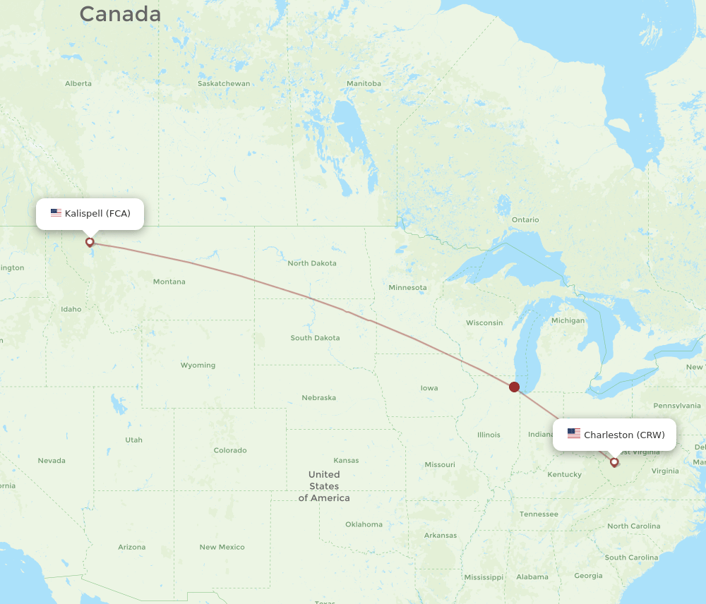 CRW-FCA flight routes