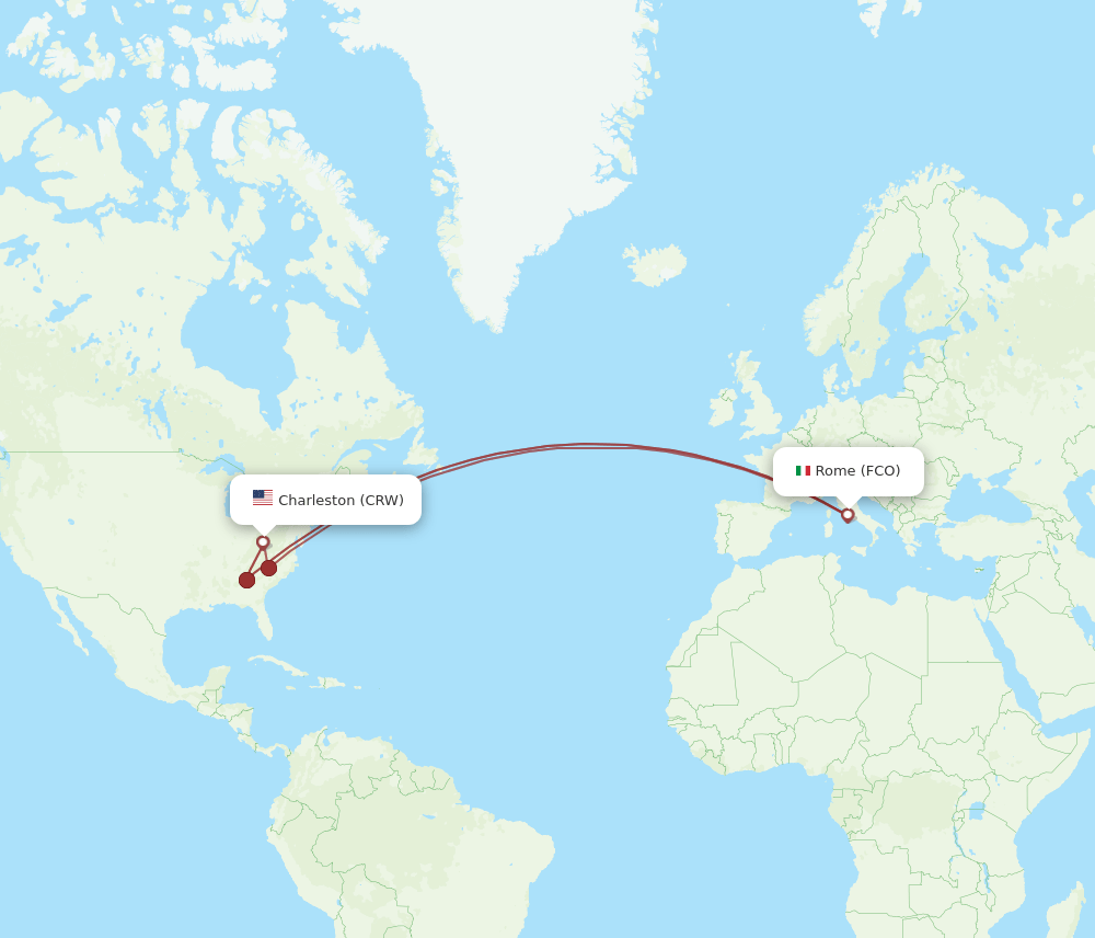 CRW-FCO flight routes