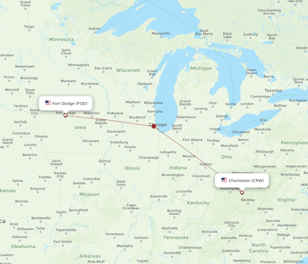 CRW-FOD flight routes