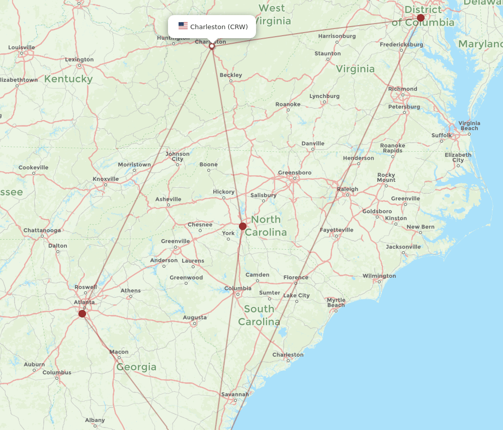 CRW-JAX flight routes