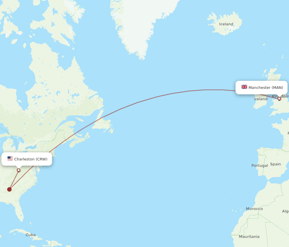 CRW-MAN flight routes
