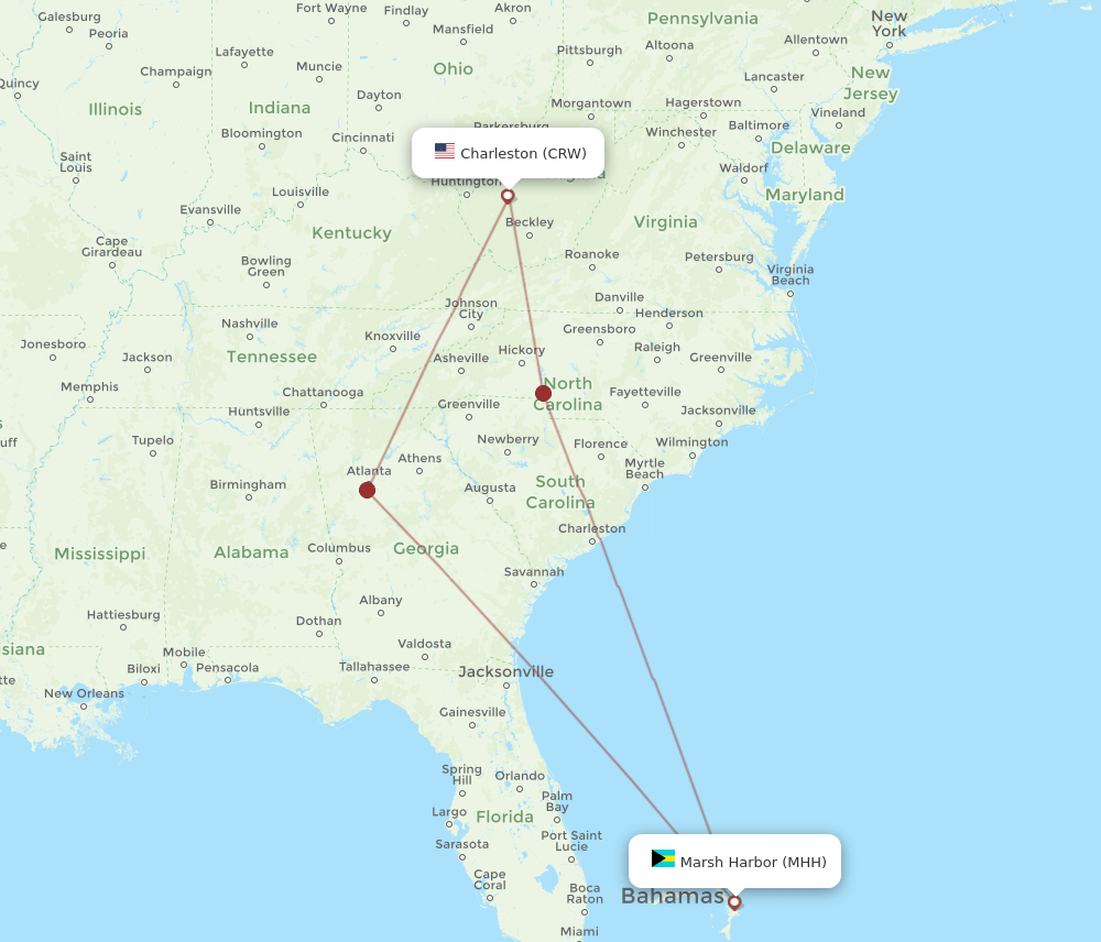 CRW-MHH flight routes