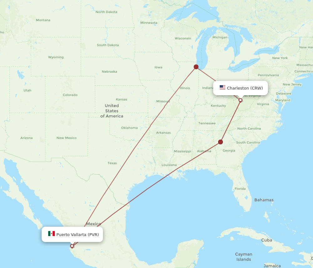 CRW-PVR flight routes