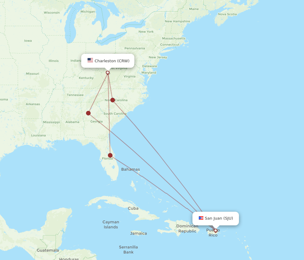 CRW-SJU flight routes