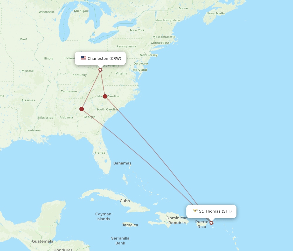 CRW-STT flight routes