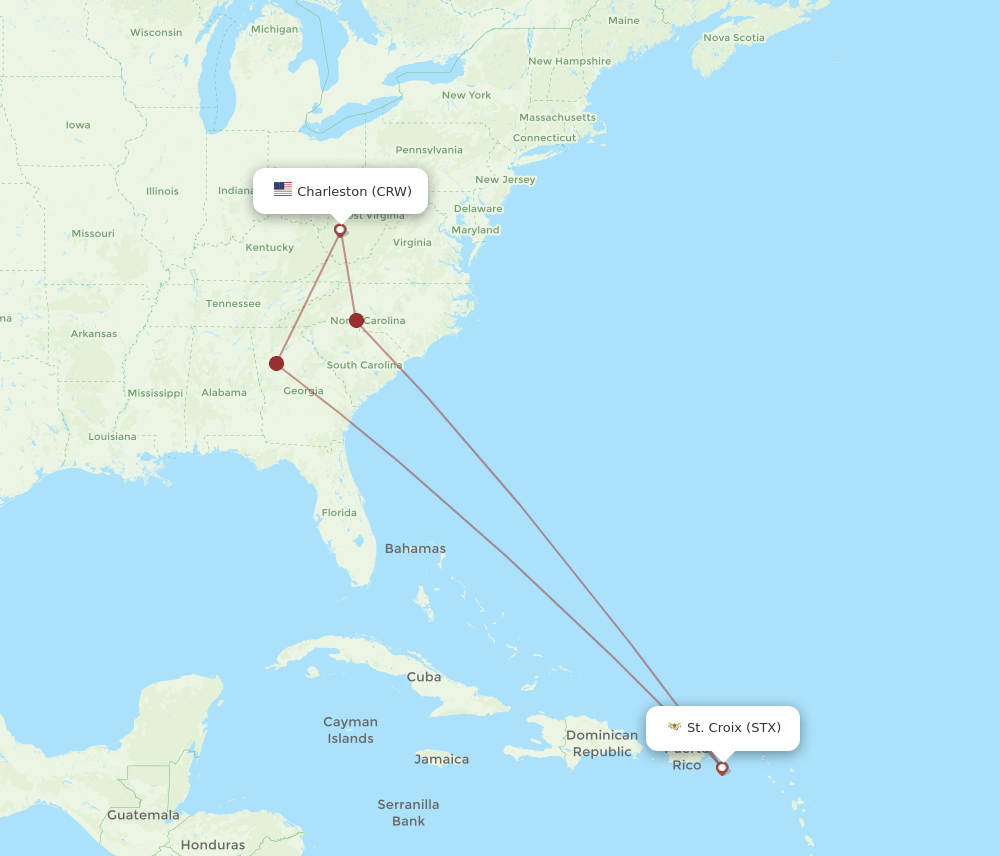 CRW-STX flight routes