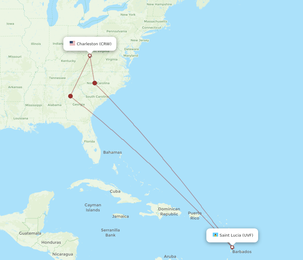 CRW-UVF flight routes