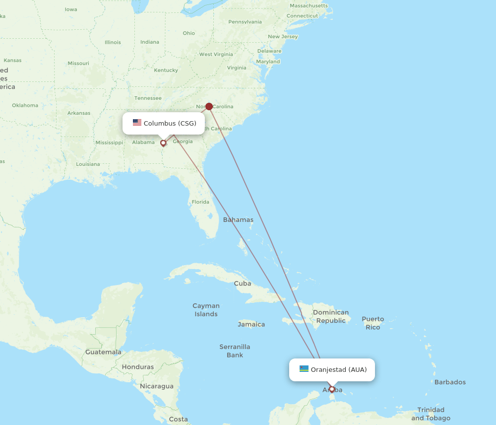 CSG-AUA flight routes