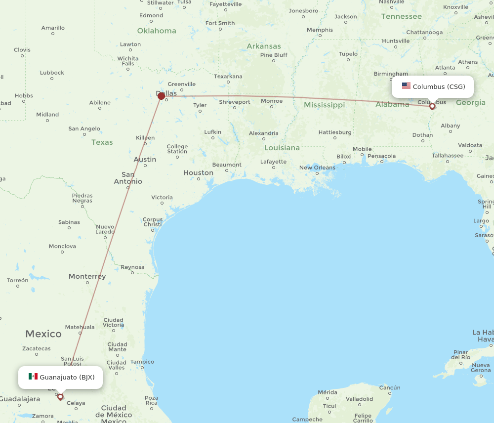 CSG-BJX flight routes