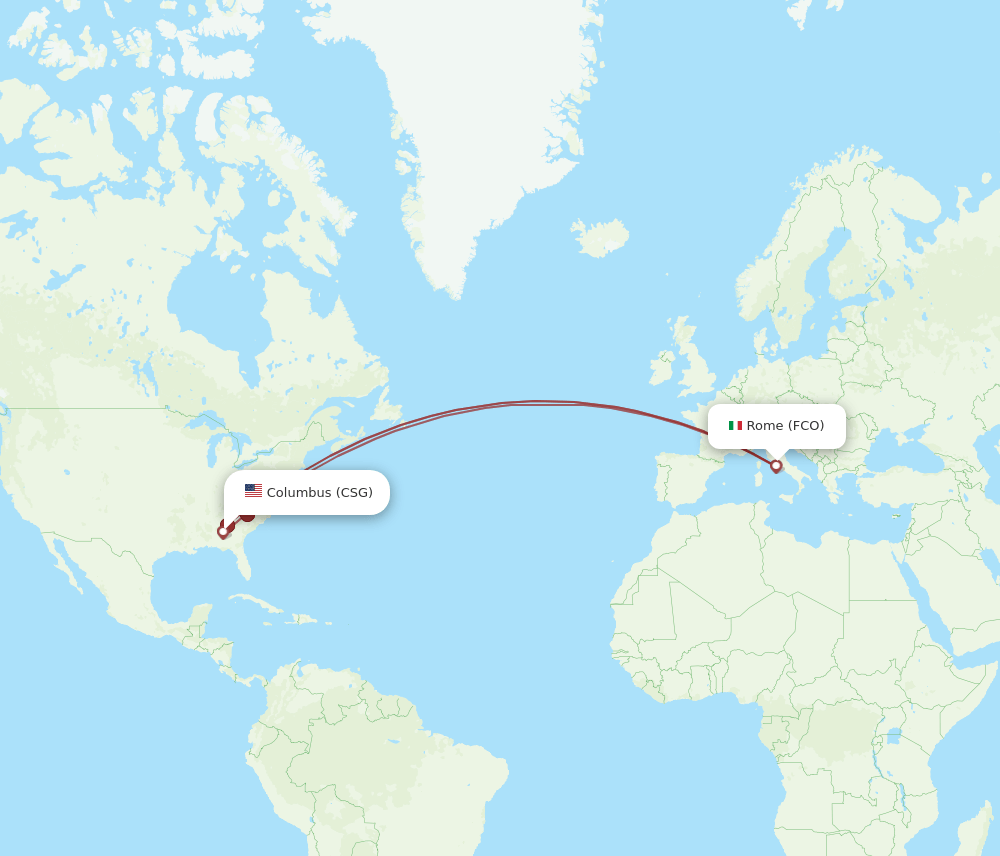 CSG to FCO flights and routes map