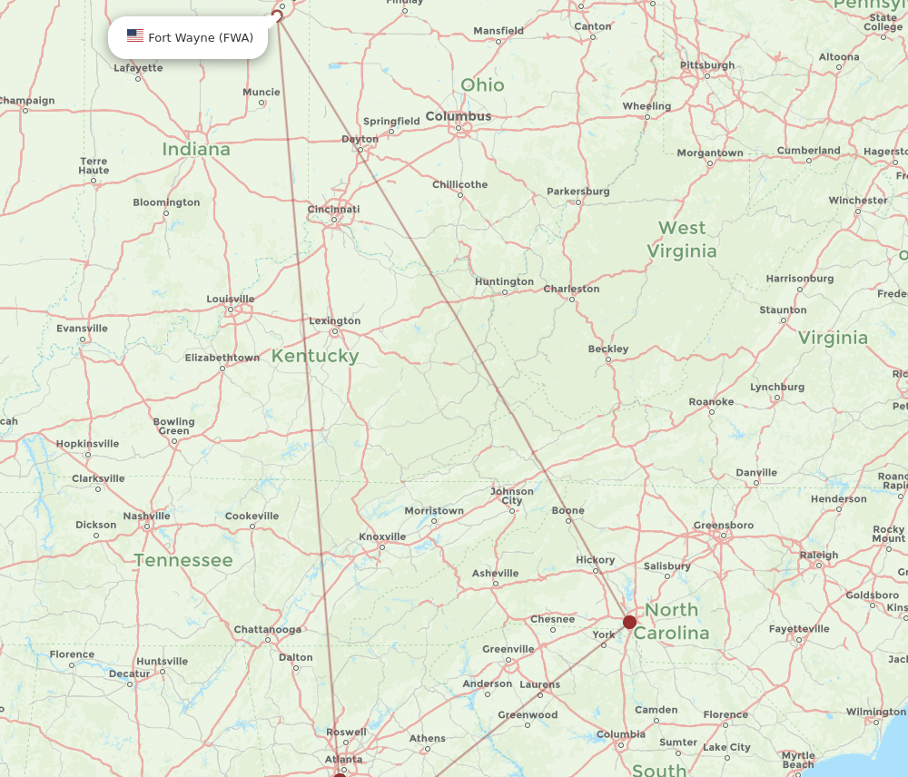 CSG-FWA flight routes