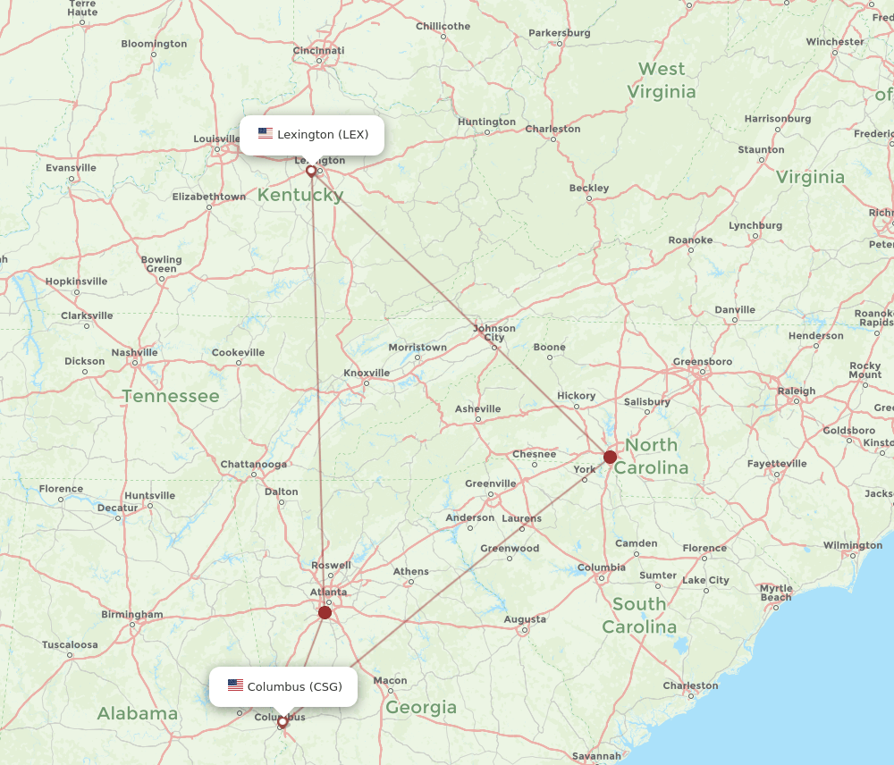 CSG-LEX flight routes