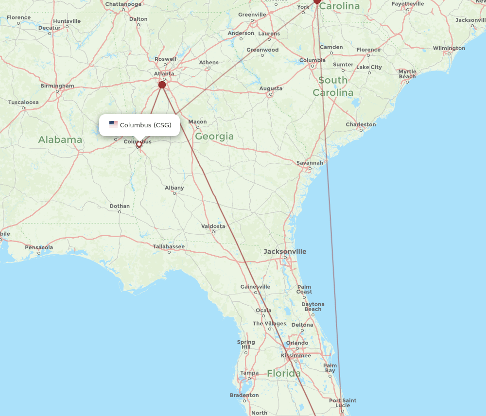CSG-MIA flight routes