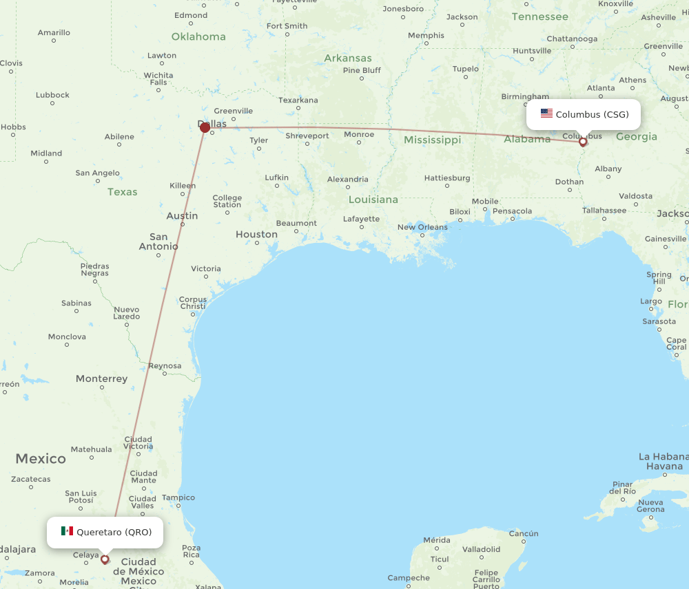 CSG-QRO flight routes