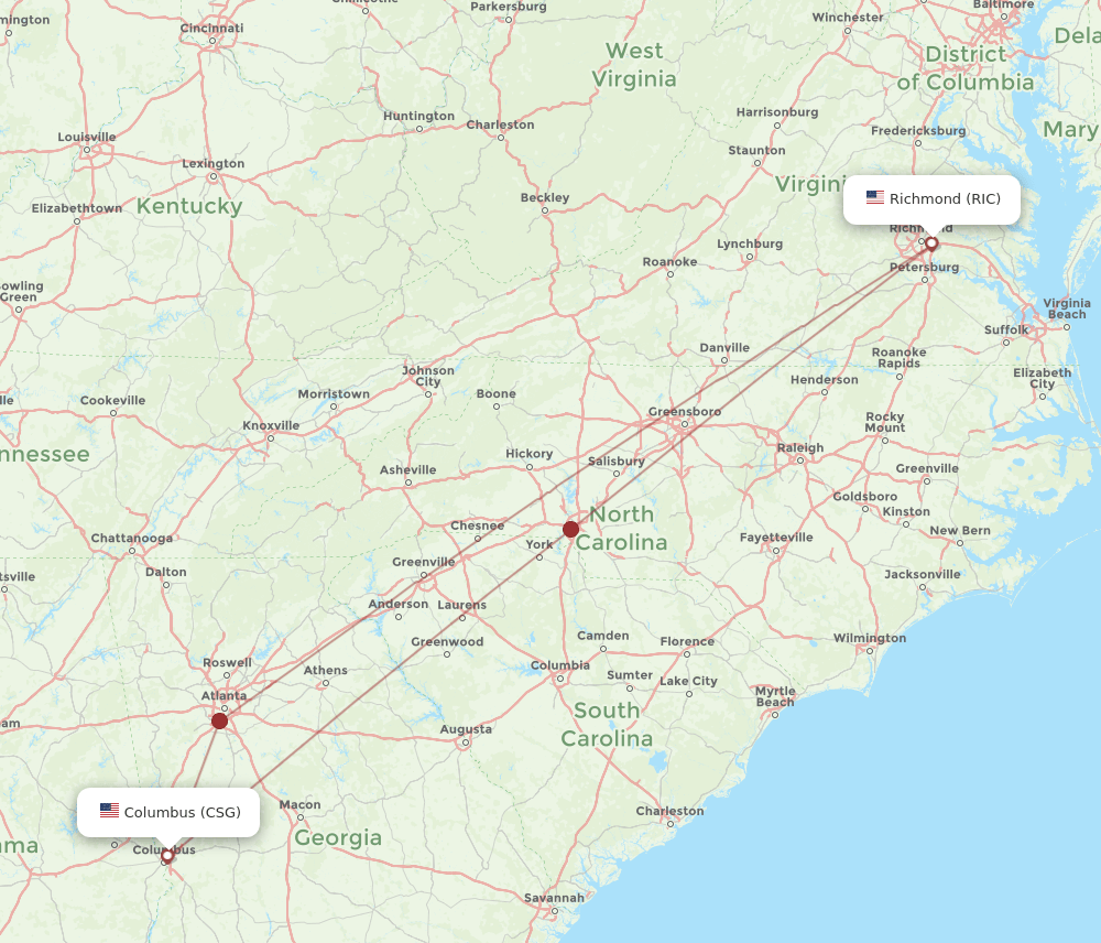 CSG-RIC flight routes