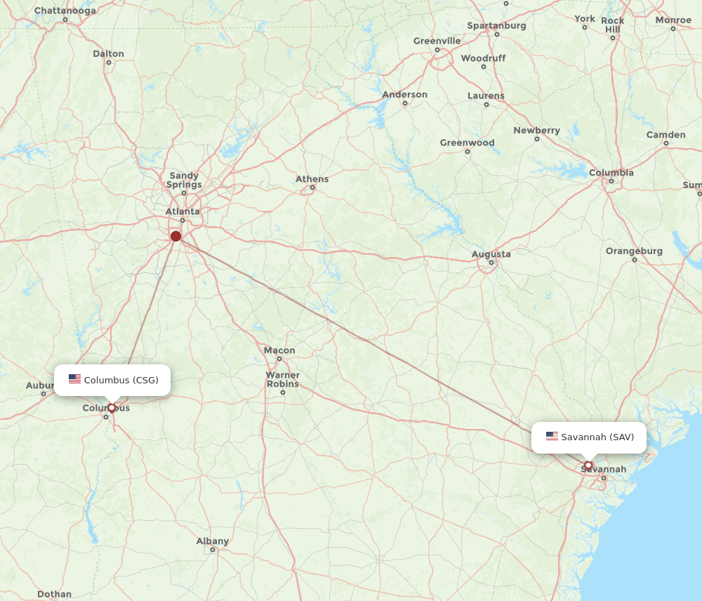 CSG-SAV flight routes