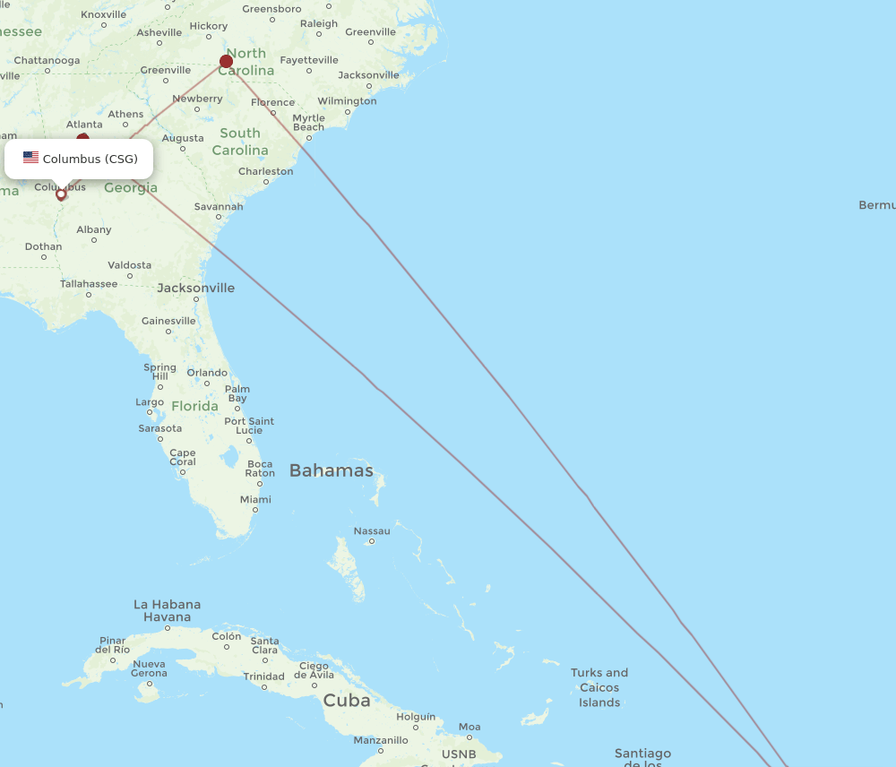 CSG-SJU flight routes