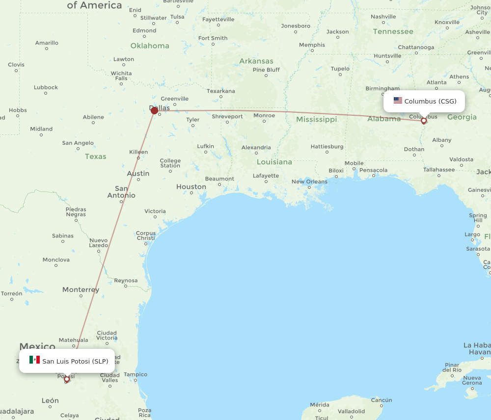CSG-SLP flight routes