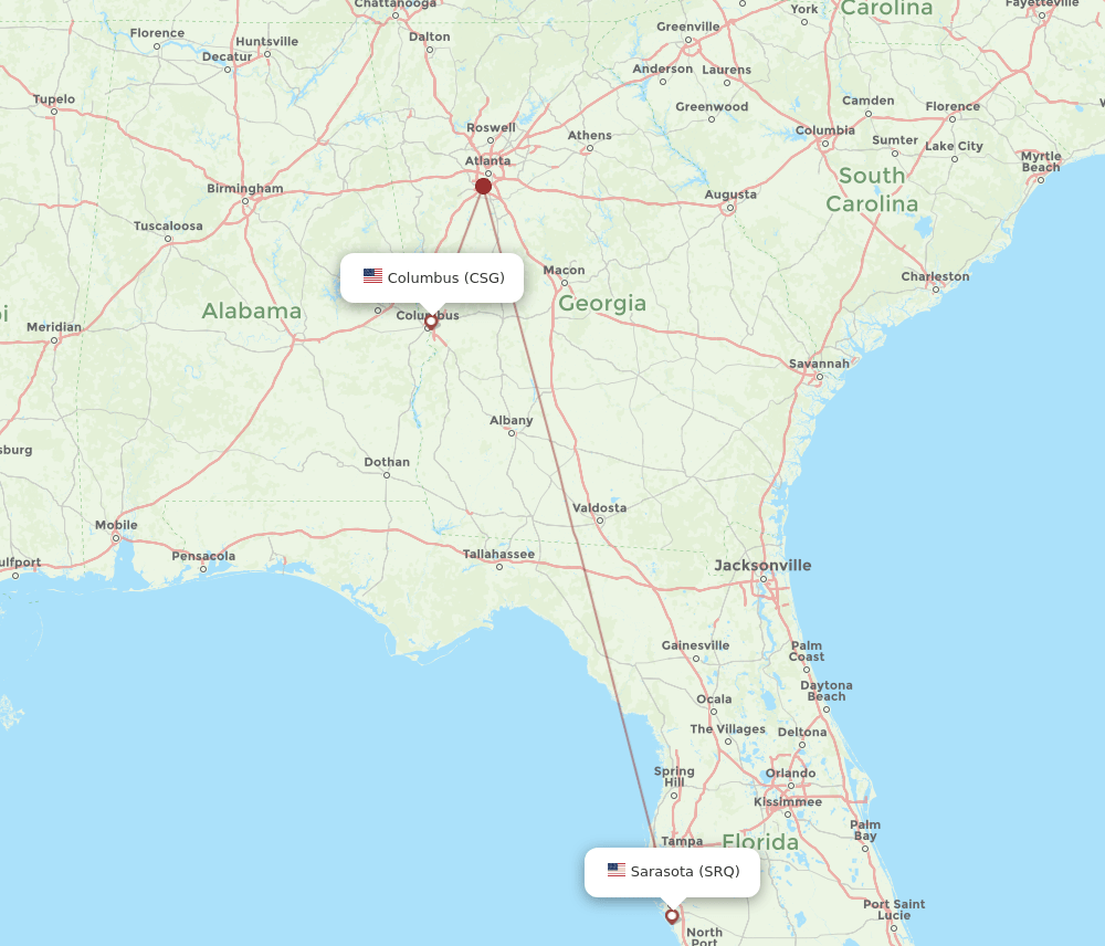 CSG-SRQ flight routes