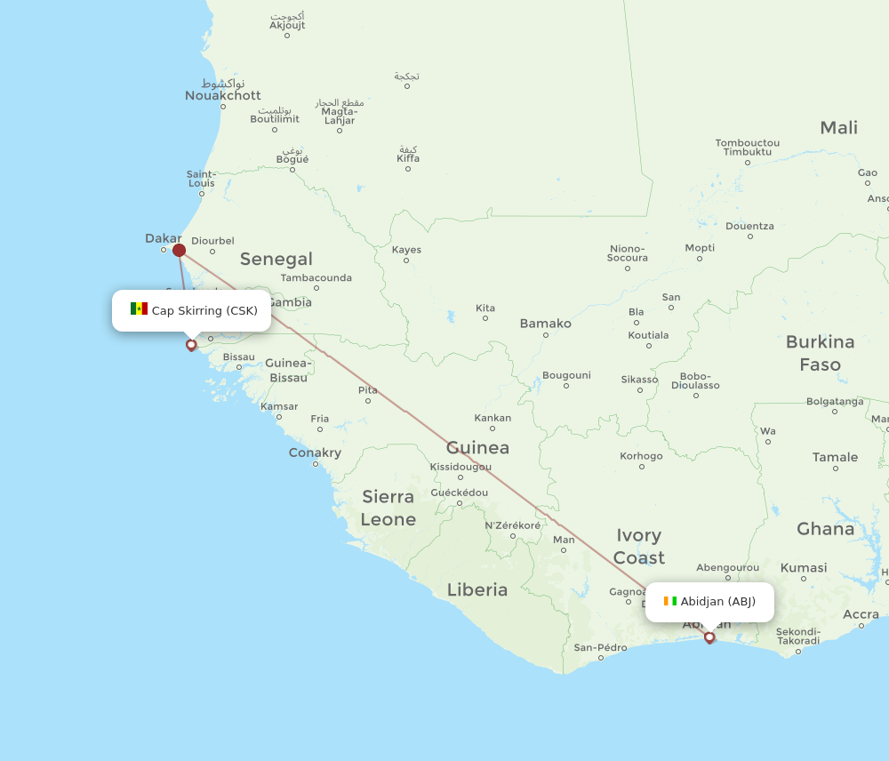 CSK to ABJ flights and routes map