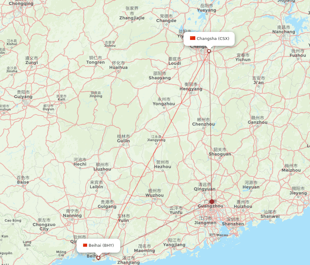 CSX to BHY flights and routes map