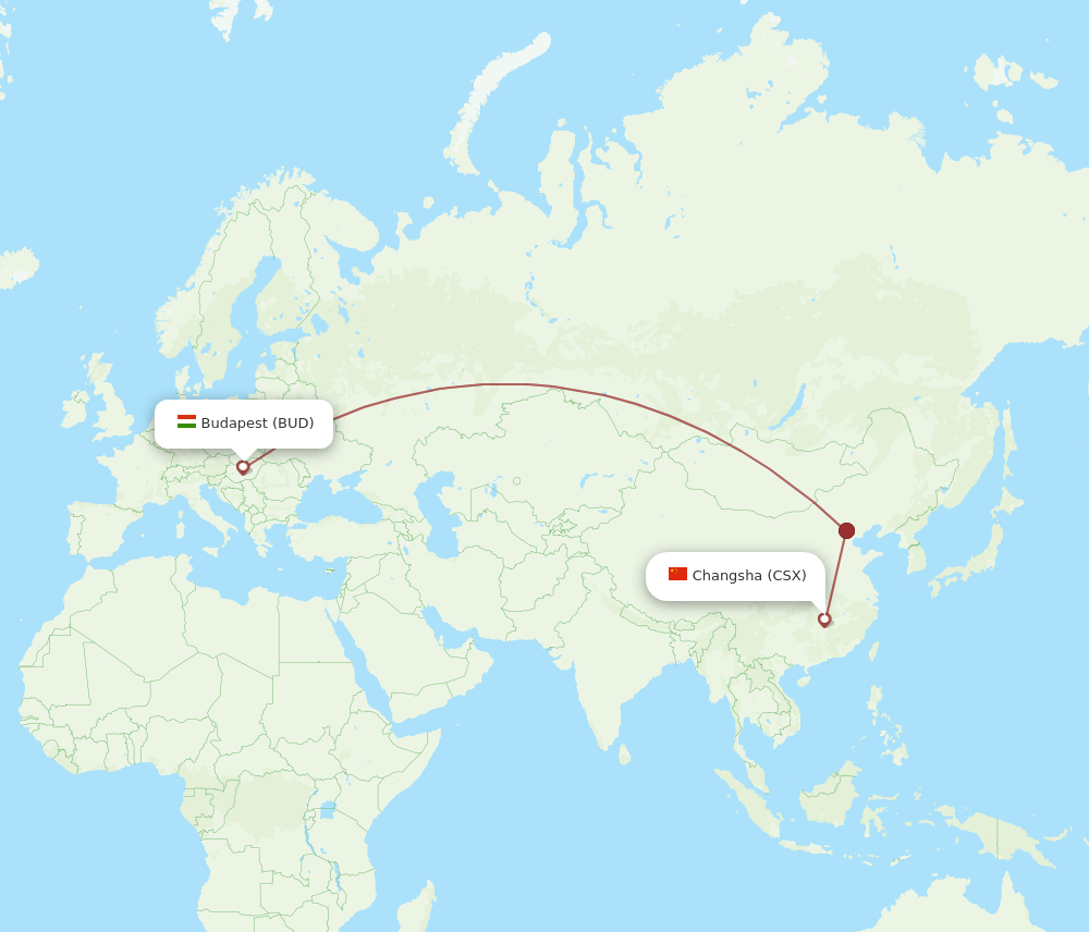 CSX to BUD flights and routes map