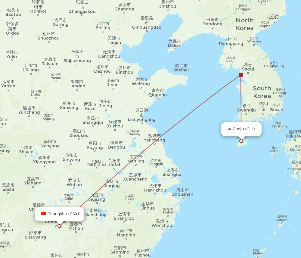 CSX-CJU flight routes