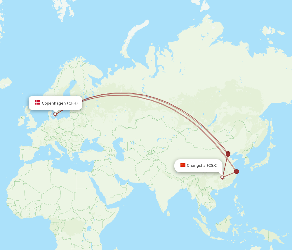 CSX-CPH flight routes