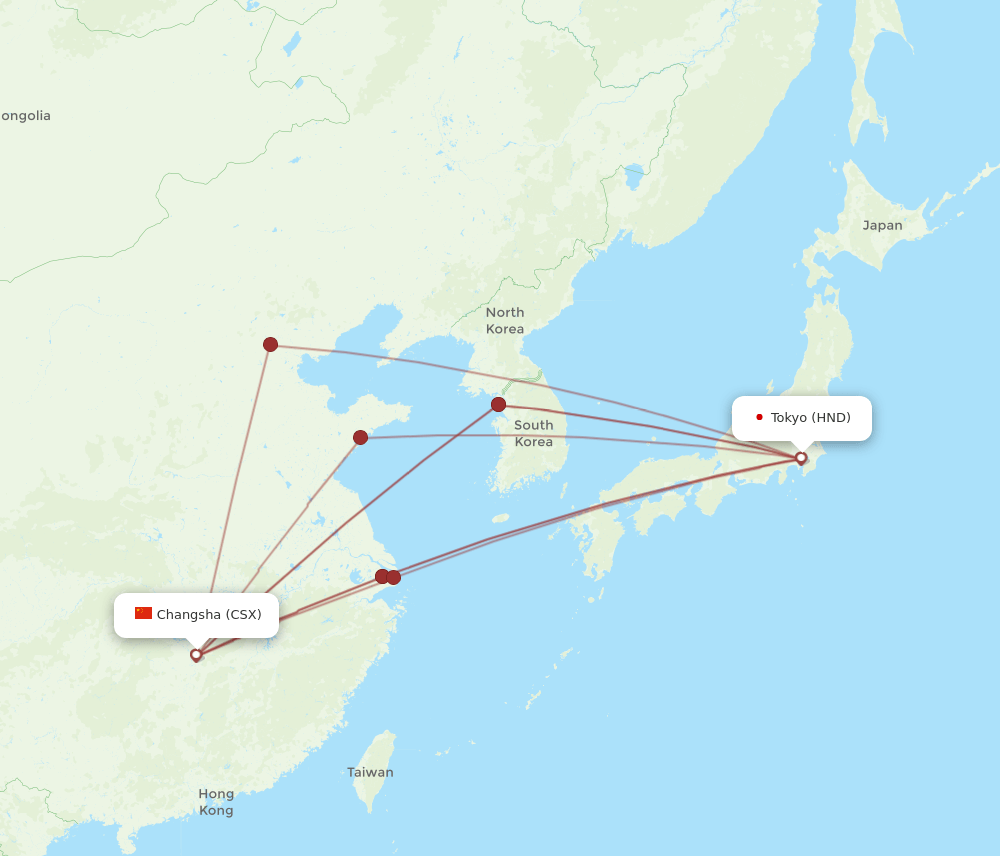 CSX-HND flight routes