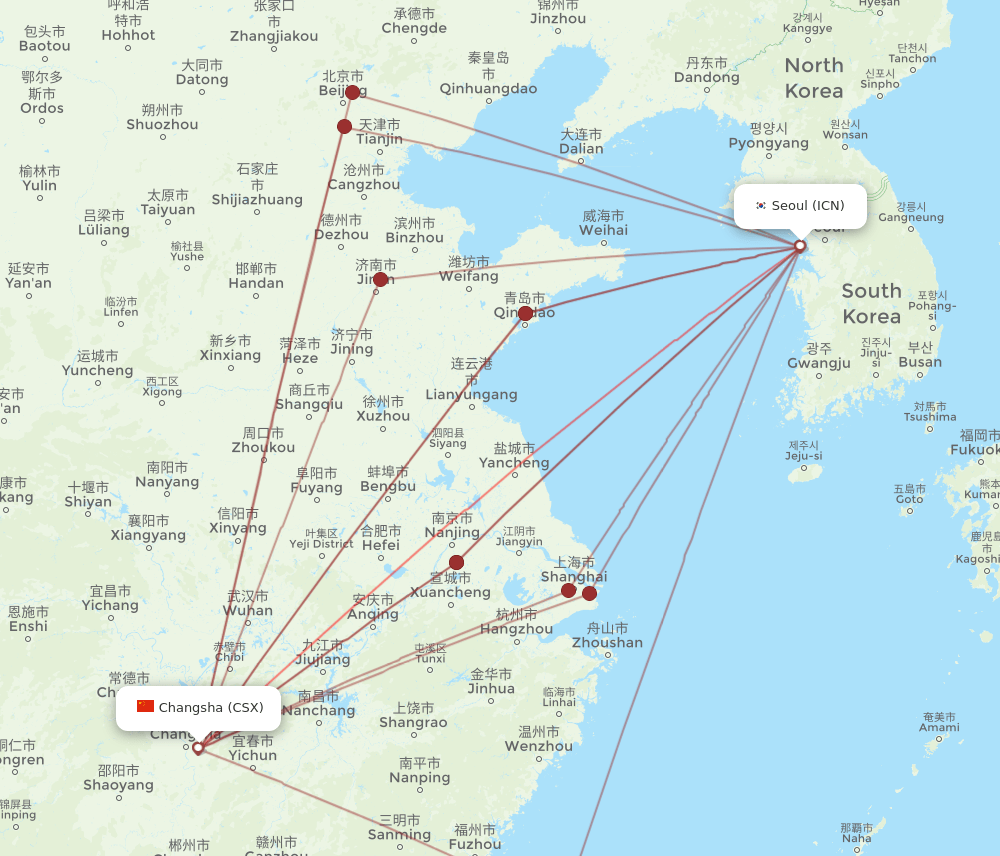 CSX-ICN flight routes