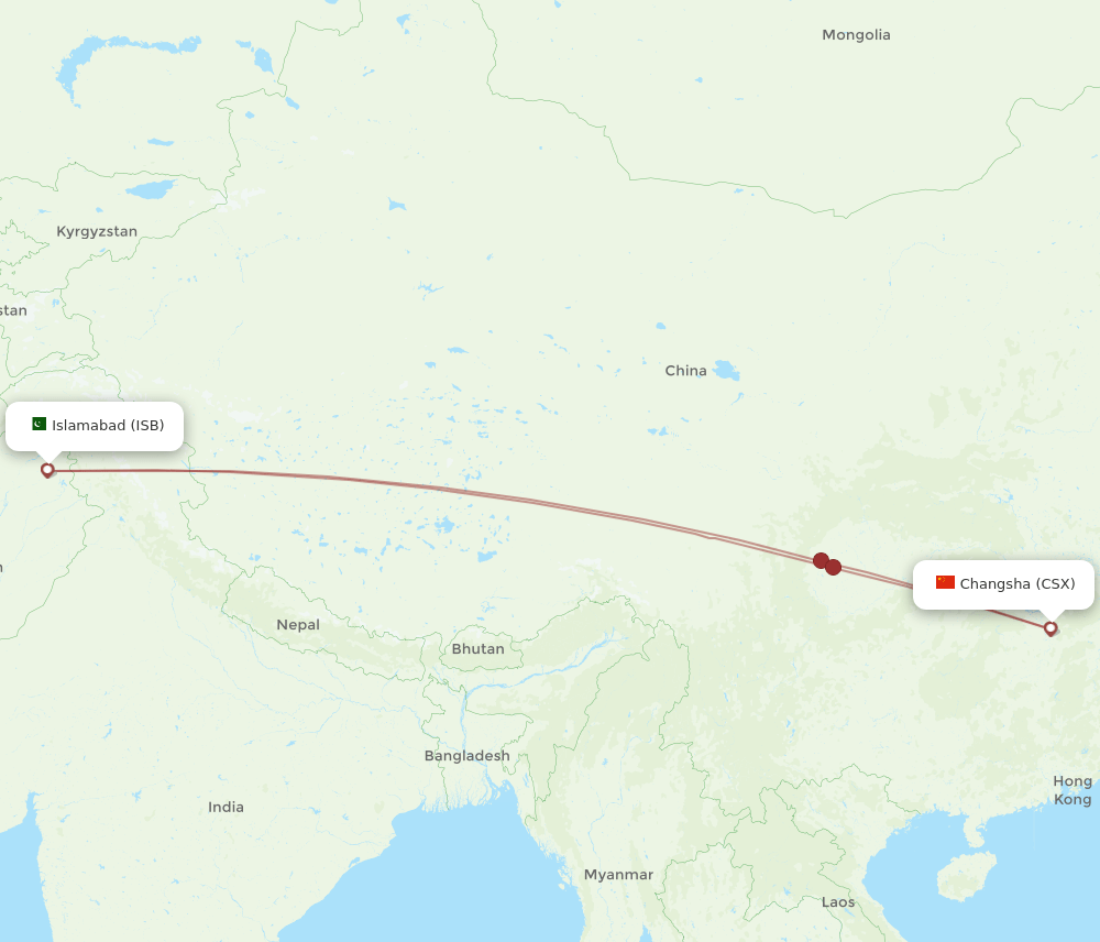CSX to ISB flights and routes map