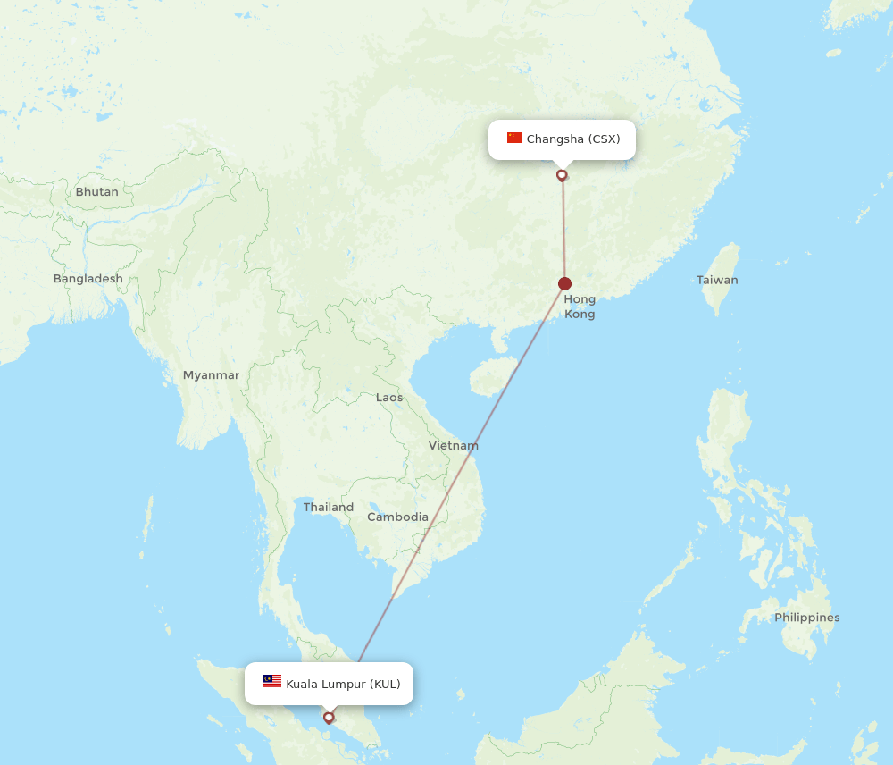 CSX-KUL flight routes