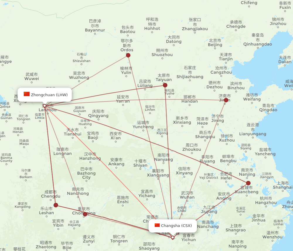 CSX to LHW flights and routes map