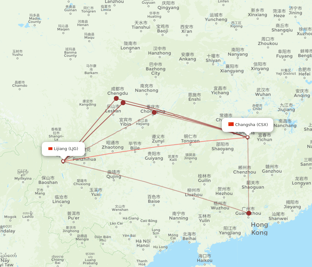 CSX-LJG flight routes