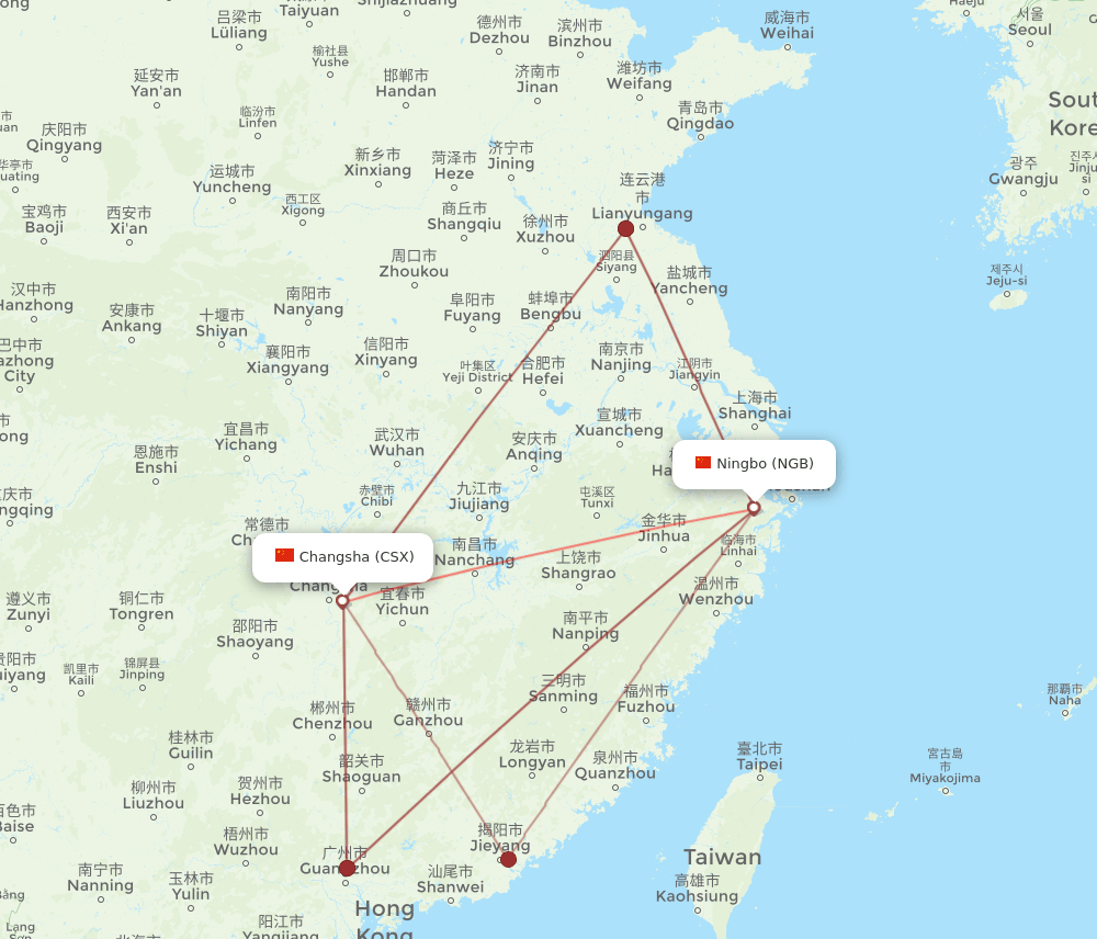 CSX to NGB flights and routes map